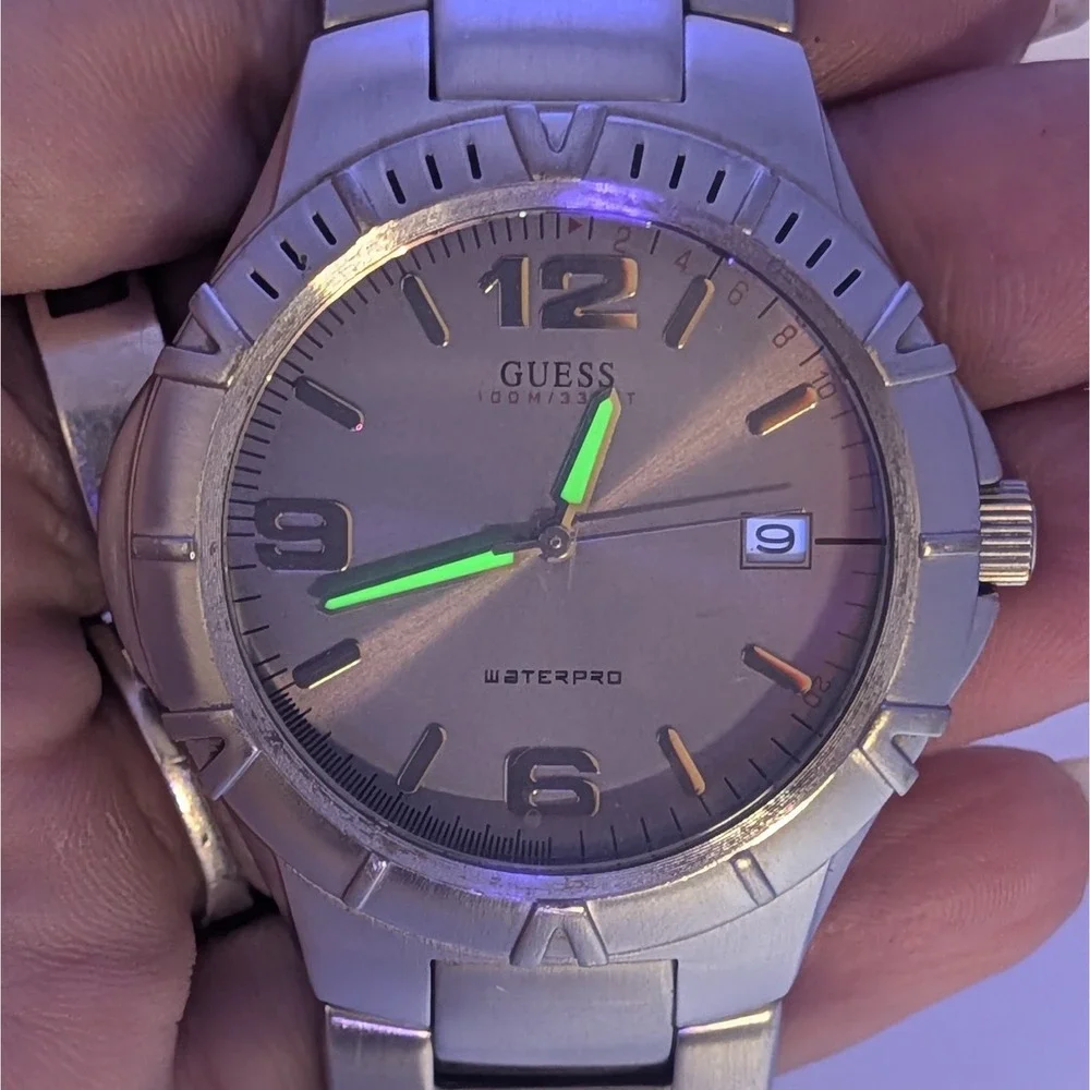Guess Waterpro 100M Blue-Lilac Dial Stainless Steel Date Men's Watch G65079G